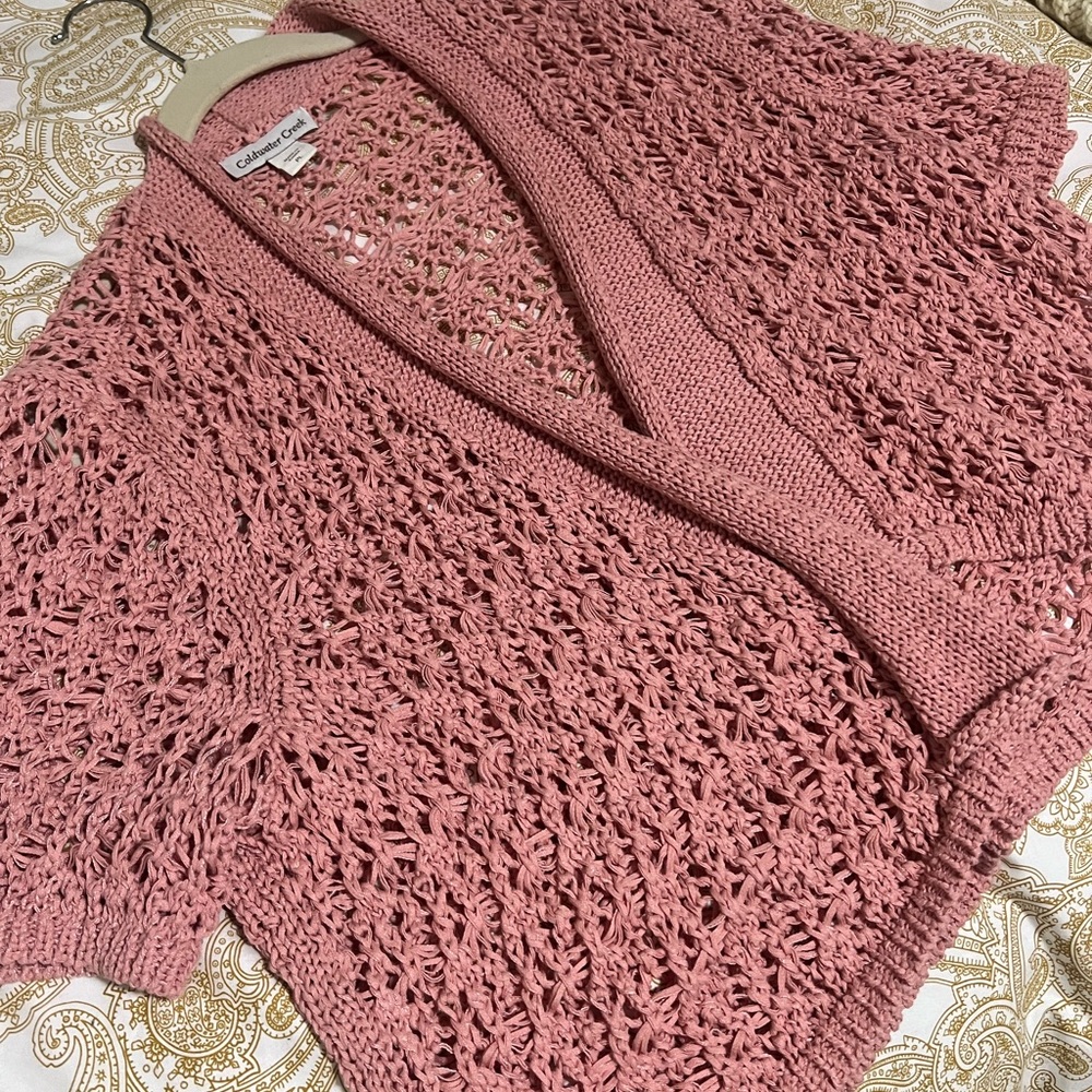 Coldwater Creek Rust Open-Knit Shrug